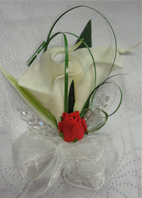 Red and Ivory Real Touch Calla Lily Corsage